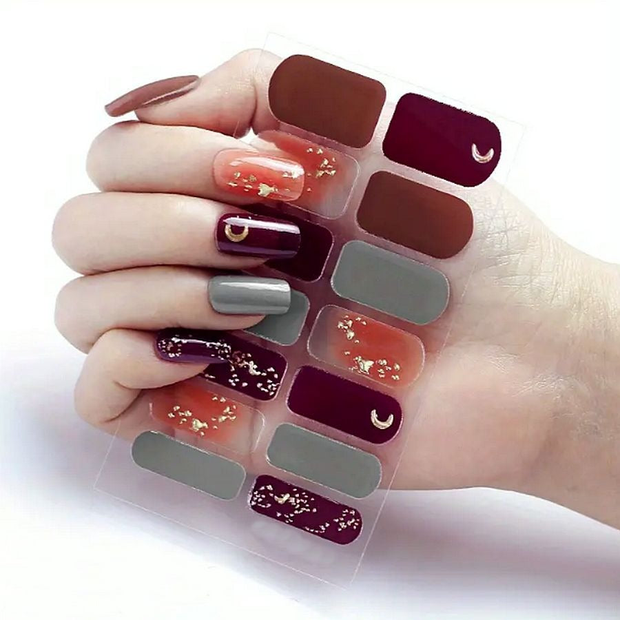 Raquel My Sweet Red Wine Tonight Self Adhesive Nail Polish Strips Gift Packaged