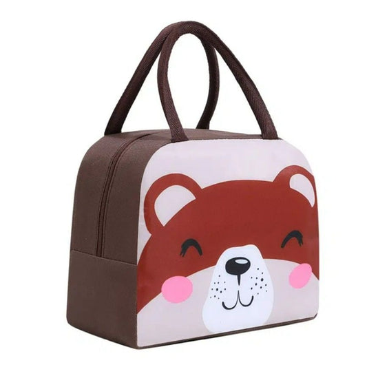 Morgan Sweet Sleepy Bear Brown Animal Face Small Insulated Lunch Bag