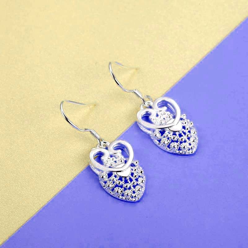 Scarletta Love Double Hearts Sterling Silver Earrings Gift Packaged