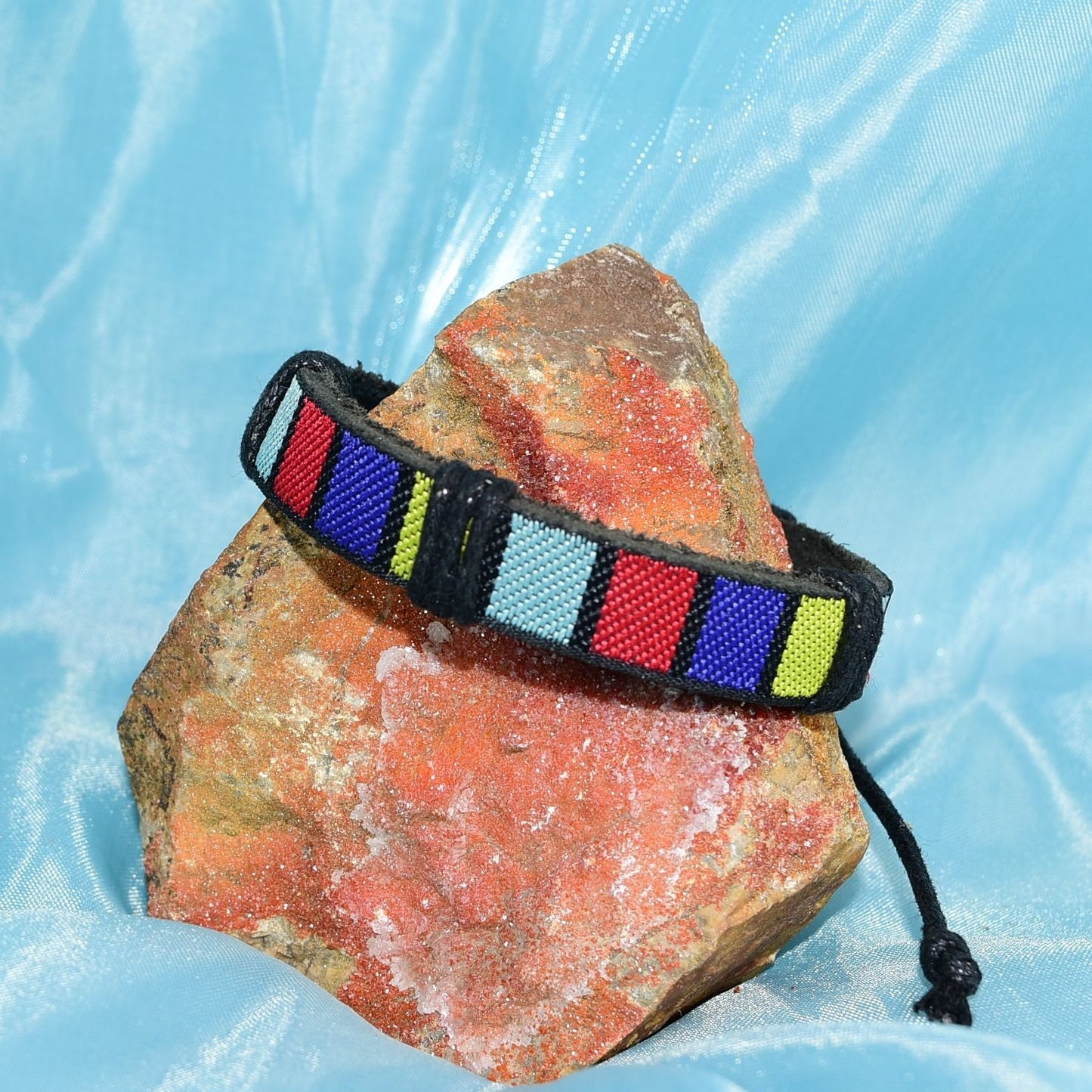 Rey Ribbon Womens Colorblock Tie Bracelet Black Yellow Red Blue Gift Packaged