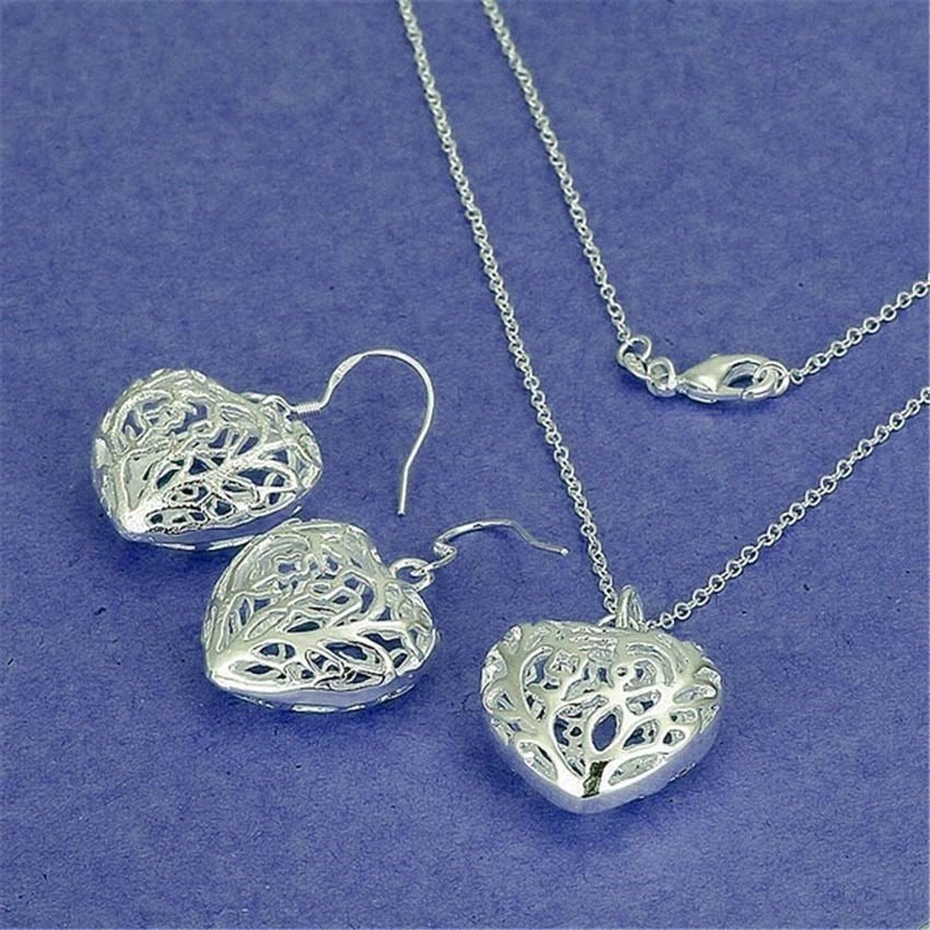 Paulina Filigree Large Full Heart Dangle 925 Sterling Silver Earrings Gift Boxed