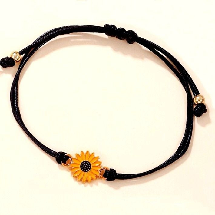 Allyson Aurora Sunflower Double Leather Strand Bracelet Gift Packaged