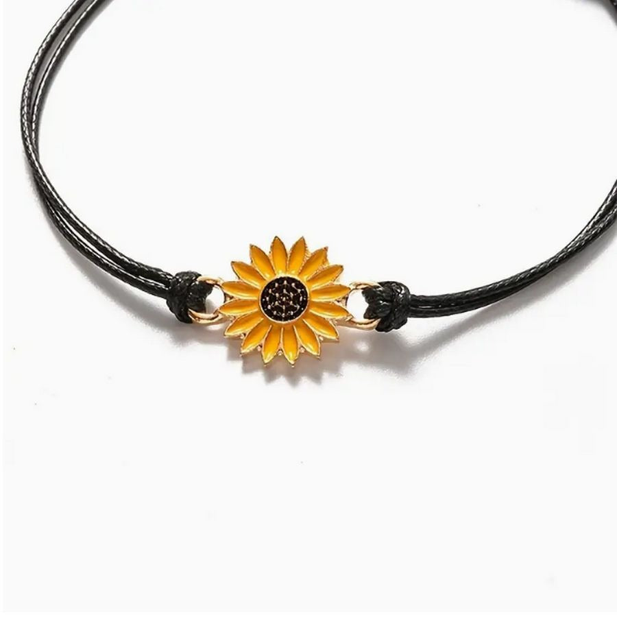 Allyson Aurora Sunflower Double Leather Strand Bracelet Gift Packaged